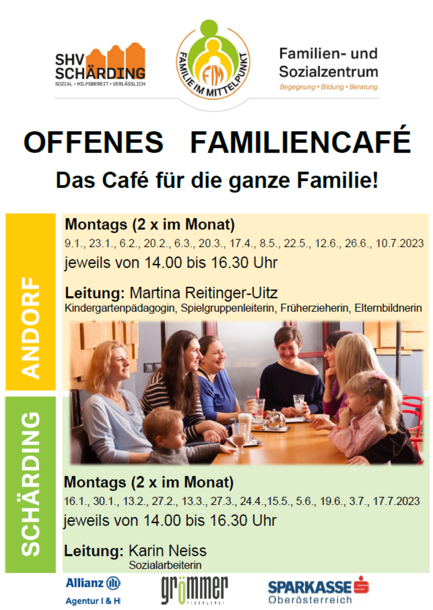Flyer Familiencafe Andorf und Schärding 
