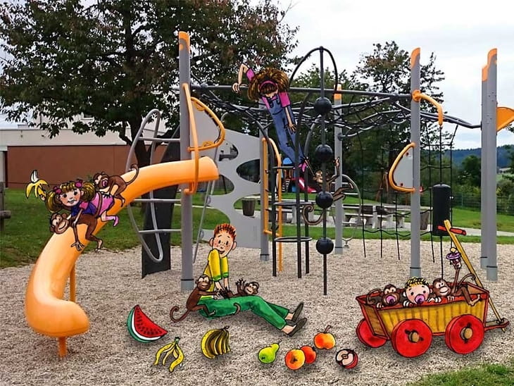 Bad Leonfelden Klettergerüst Spielplatz mit Illustration