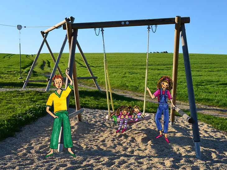 Taufkirchen an der Pram Schwendt Nestschaukel Illustration