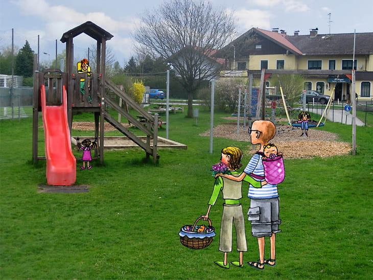 Lengau, Friedburg Spielplatz mit Illustration