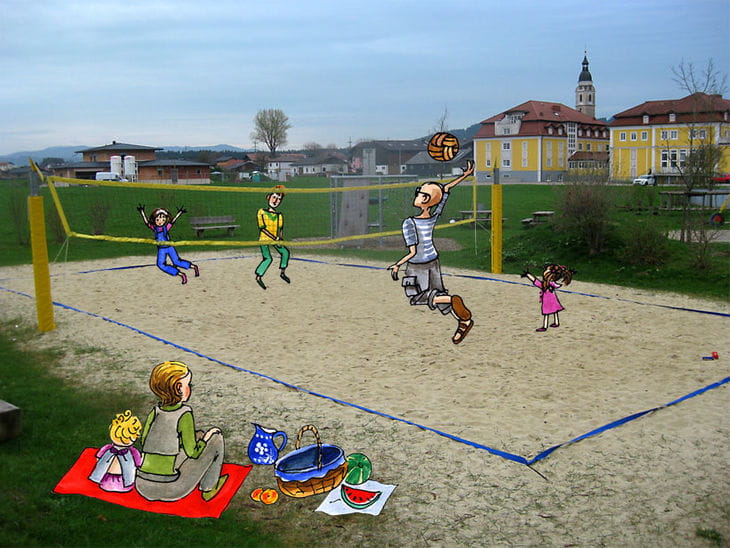 Lengau, Volleyballplatz mit Illustration