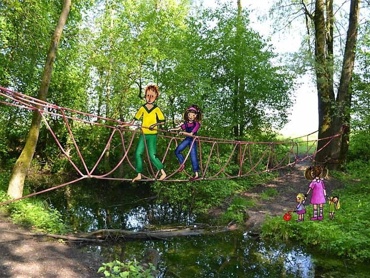 Katsdorf Motorikpark® Wackelbrücke mit Illustration