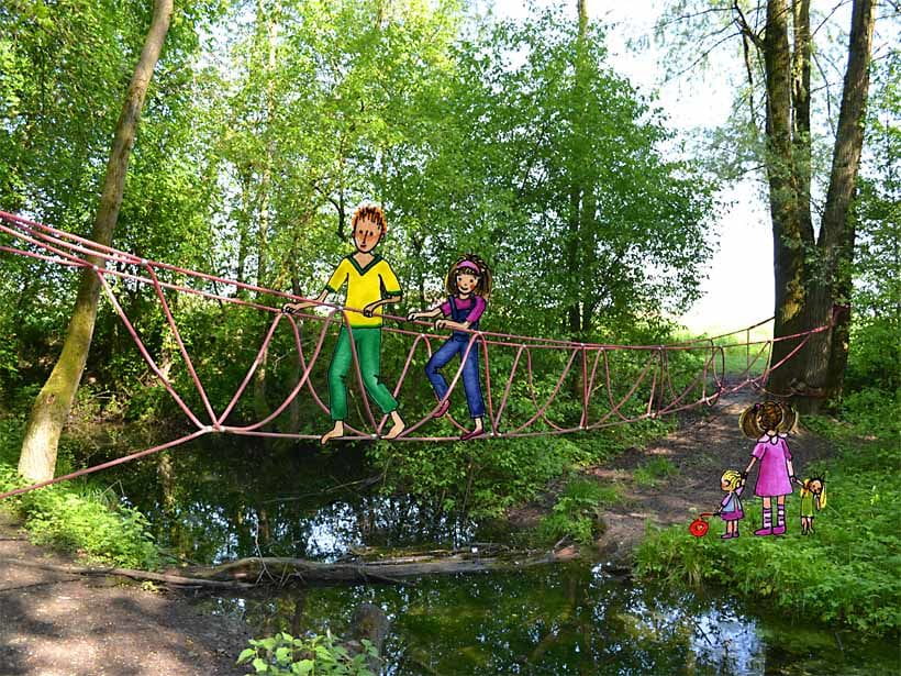 Katsdorf Motorikpark® Wackelbrücke mit Illustration