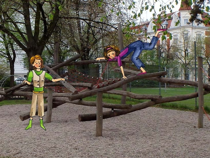 Wels Energiepark Spielplatz mit Illustration