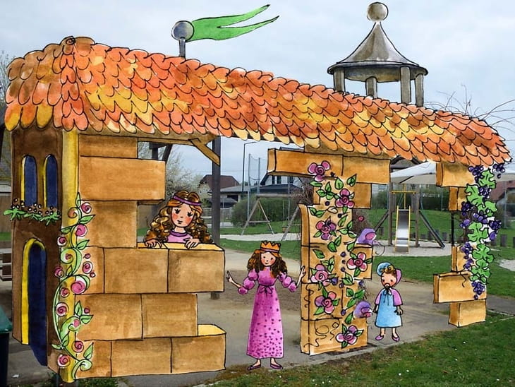 Wels Hydenstraße Spielplatz mit Illustration