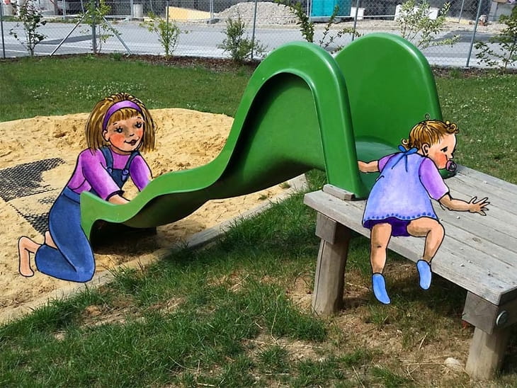 Aschach an der Steyr Spielplatz Rutsche mit Illustration