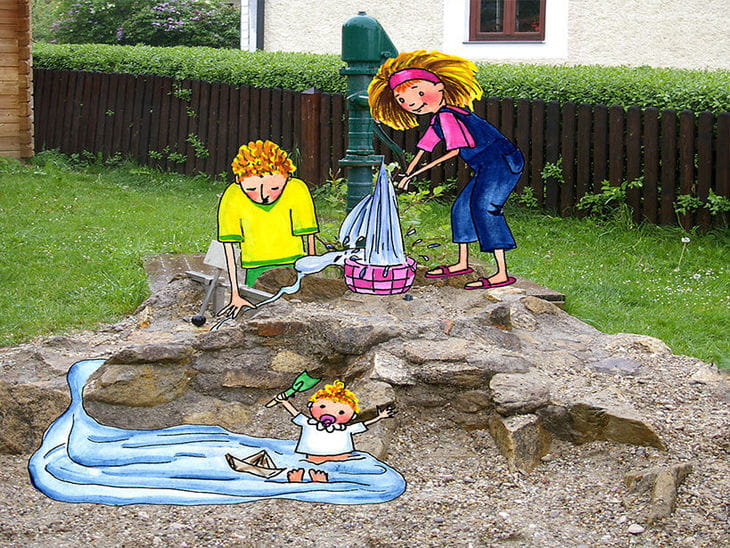 Spielplatz Sankt Georgen am Walde mit Illustration