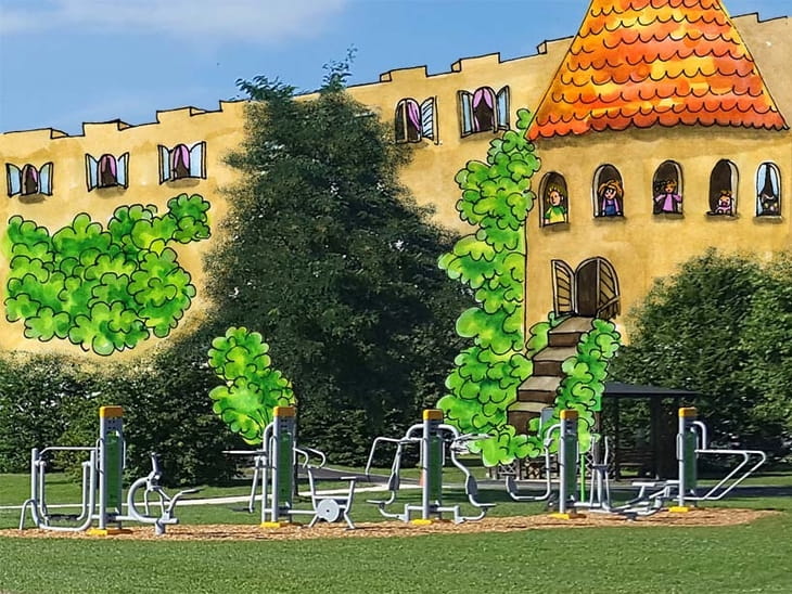 Wilhering Schönering Spielplatz mit Illustration