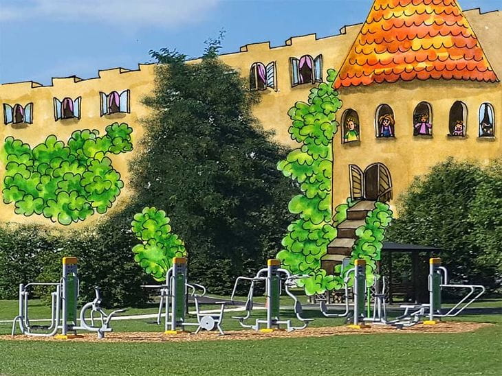 Wilhering Schönering Spielplatz mit Illustration