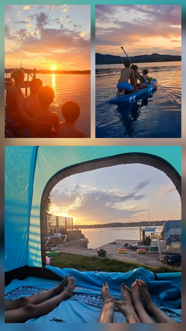 Sonnenuntergang am Attersee genießen mit SUP und Zelten