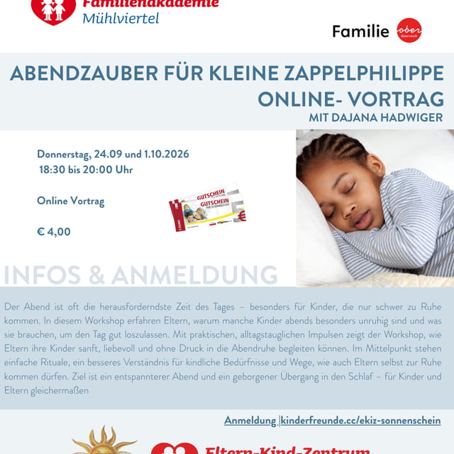 Schlaf, Kinderschlaf, Zappelphilippe, Einschlafen, Elternbildung, Workshop